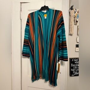 Striped Multicolor Fringe Cardigan